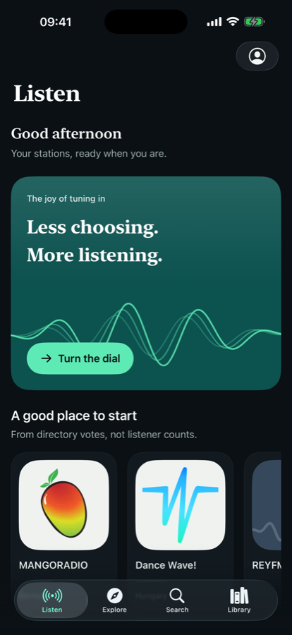 JustBeats Listen screen