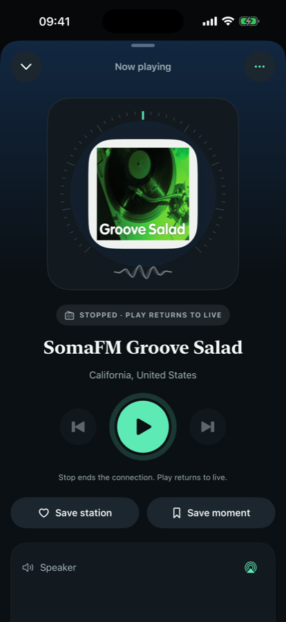 JustBeats Player screen